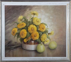 Diane Preston - 1977 Oil, Vase of Yellow Flowers