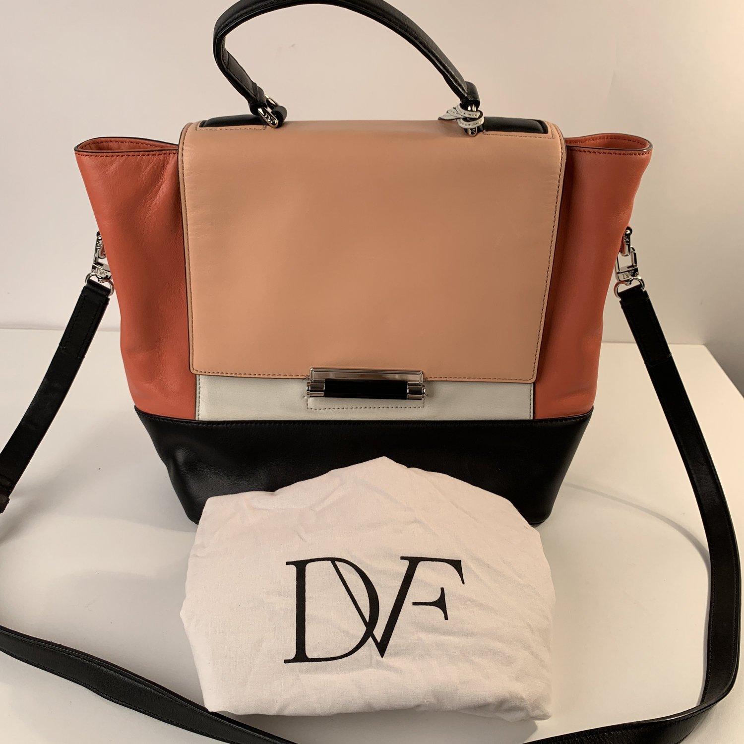 Brown Diane Von Furstenberg 440 Small Colorblock Satchel Bag