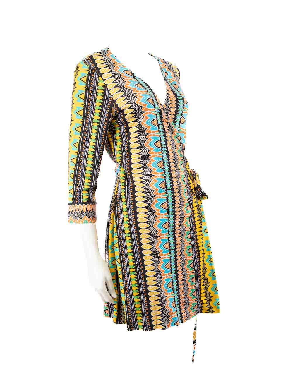 CONDITION is Very good. Hardly any visible wear to dress is evident on this used Diane Von Furstenberg designer resale item.
 
 
 
 Details
 
 
 Multicolour
 
 Silk
 
 Wrap dress
 
 Mini
 
 V-neck
 
 Tie fastening
 
 Long sleeves
 
 
 
 
 
 Made in
