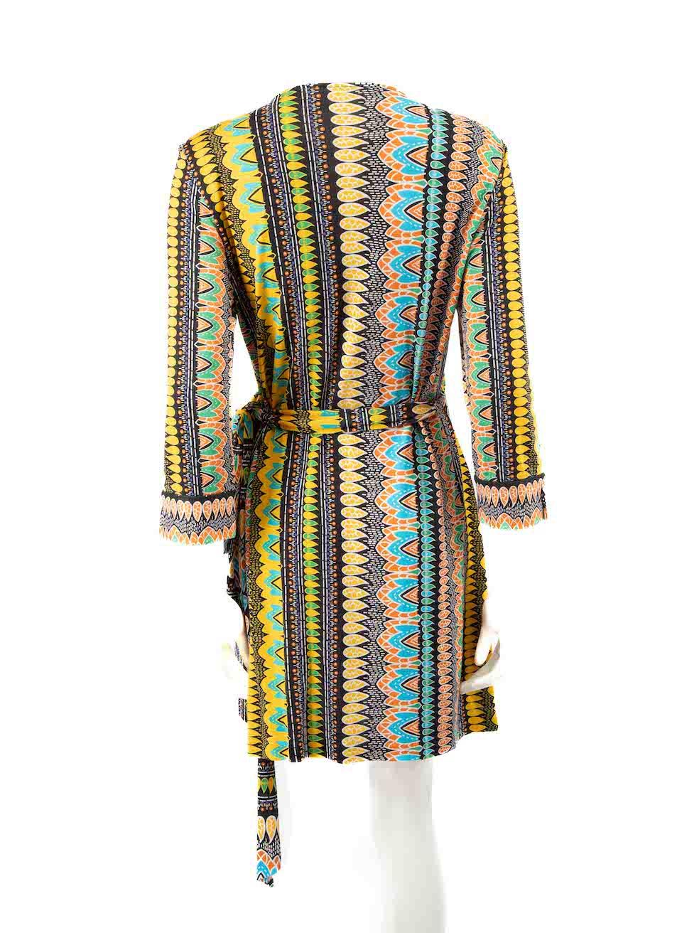 Diane Von Furstenberg Abstract Pattern Wrap Dress Size XXXL In Good Condition For Sale In London, GB