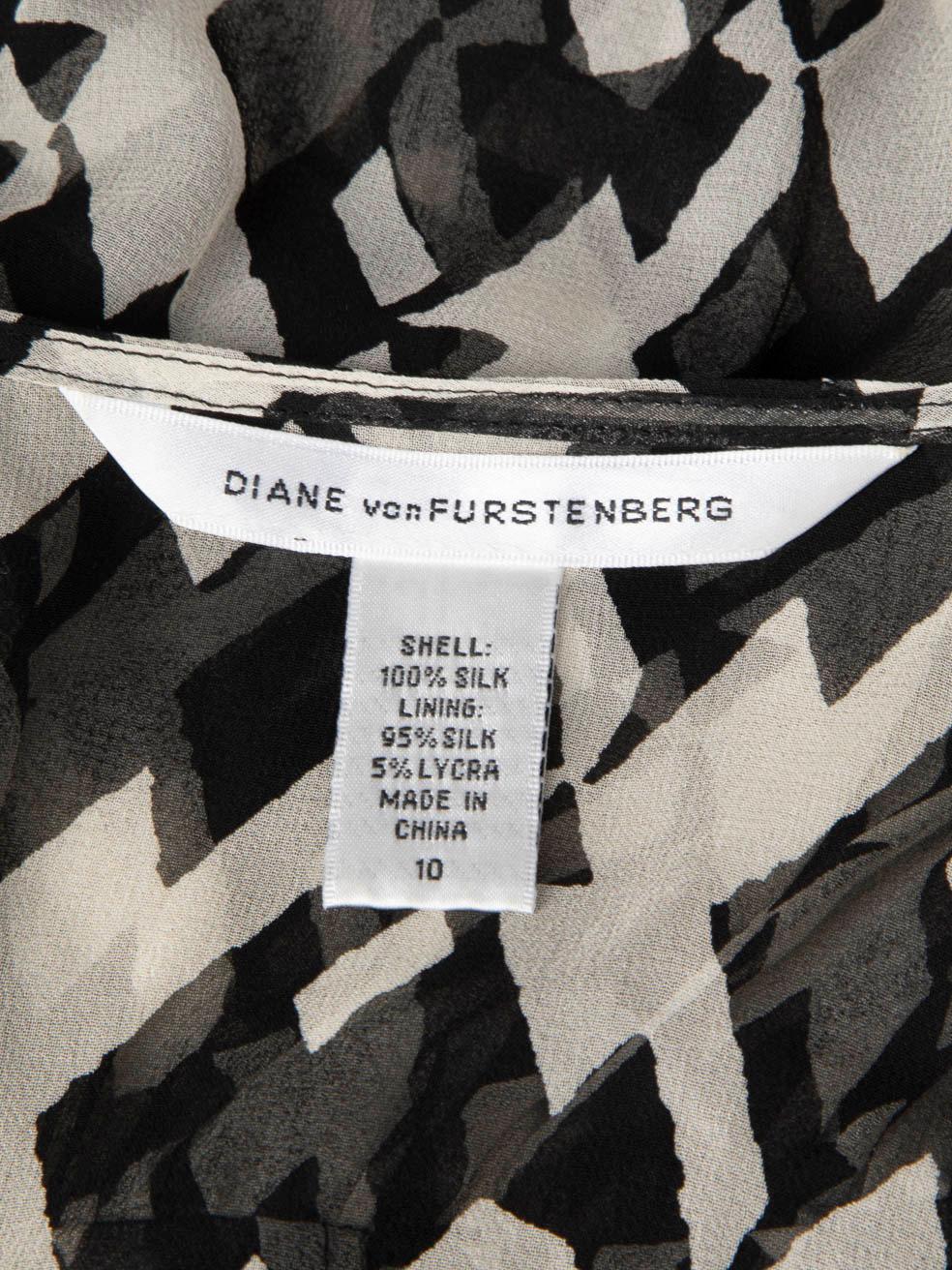 Diane Von Furstenberg - Robe transparente en soie abstraite, taille XL 3