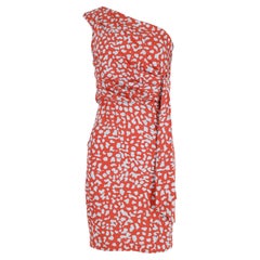 Diane Von Furstenberg Agatha Leopard Print One Shoulder Dress in Multicolor Silk