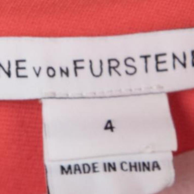 Diane von Furstenberg Atomic Orange Kurzärmeliges Yazmine Kleid S (Rot) im Angebot