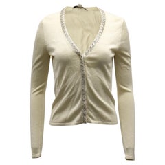 Diane Von Furstenberg Ballerina Embellished Knit Cardigan in Gold Rayon