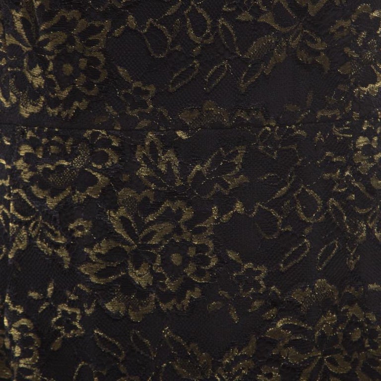 Diane Von Furstenberg Black and Gold Floral Scalloped Lace Nisha Mini ...