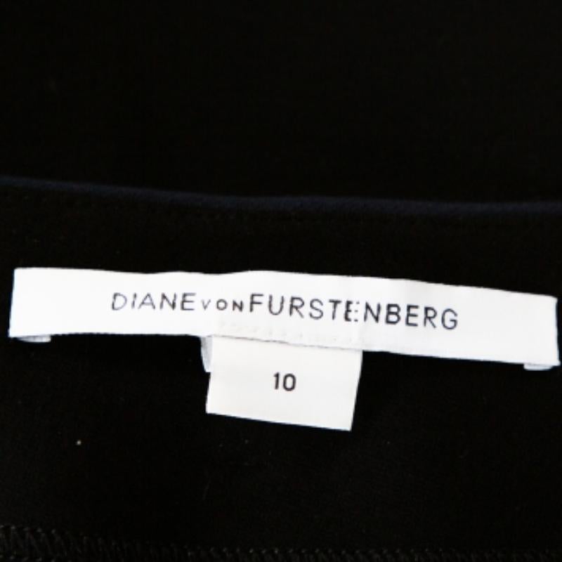 Diane Von Furstenberg Black & Blue Knit Panel Marta Framed Skirt L Damen im Angebot