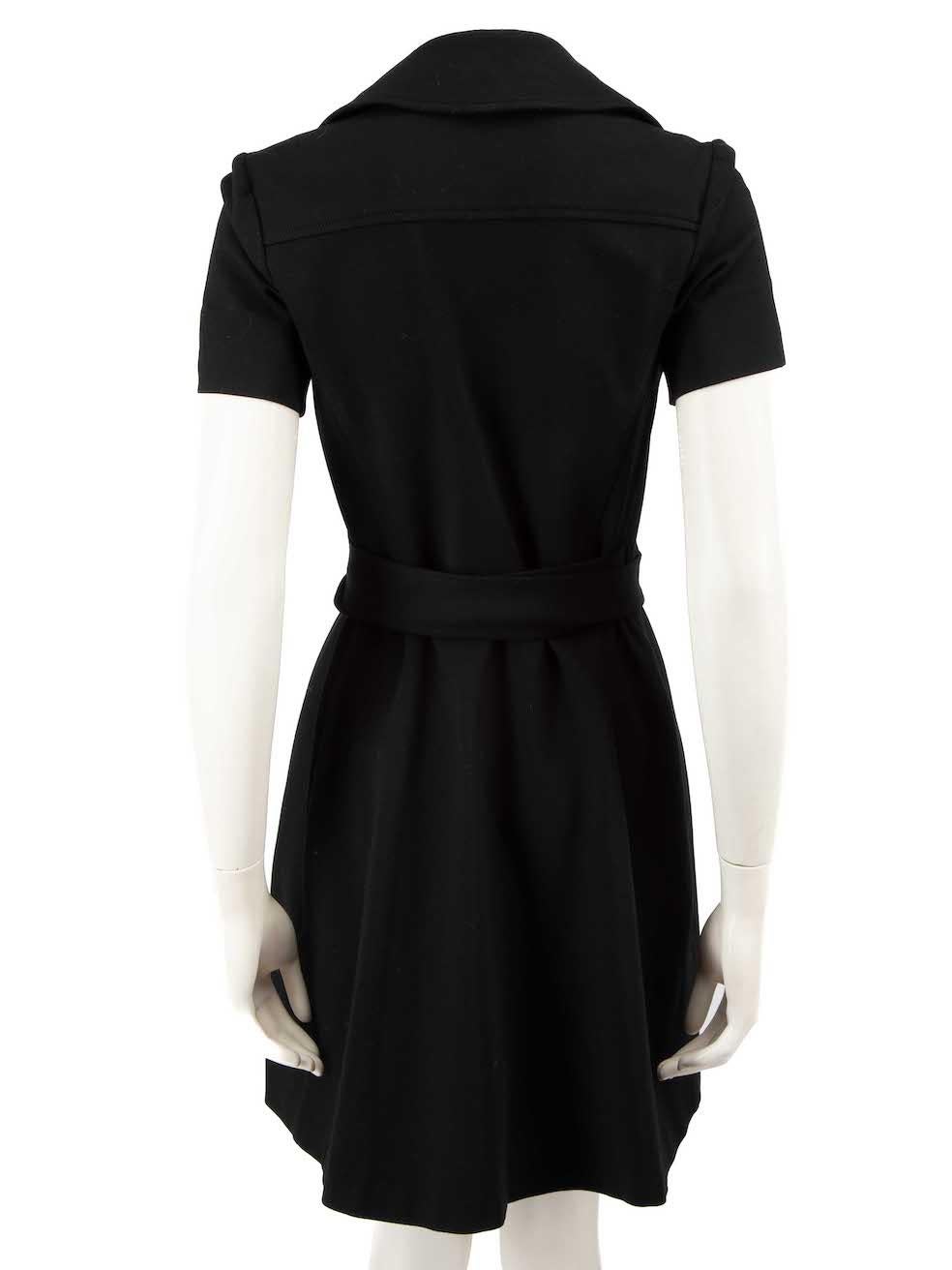 Diane Von Furstenberg Black Collar Belted Wrap Dress Size S In Excellent Condition In London, GB