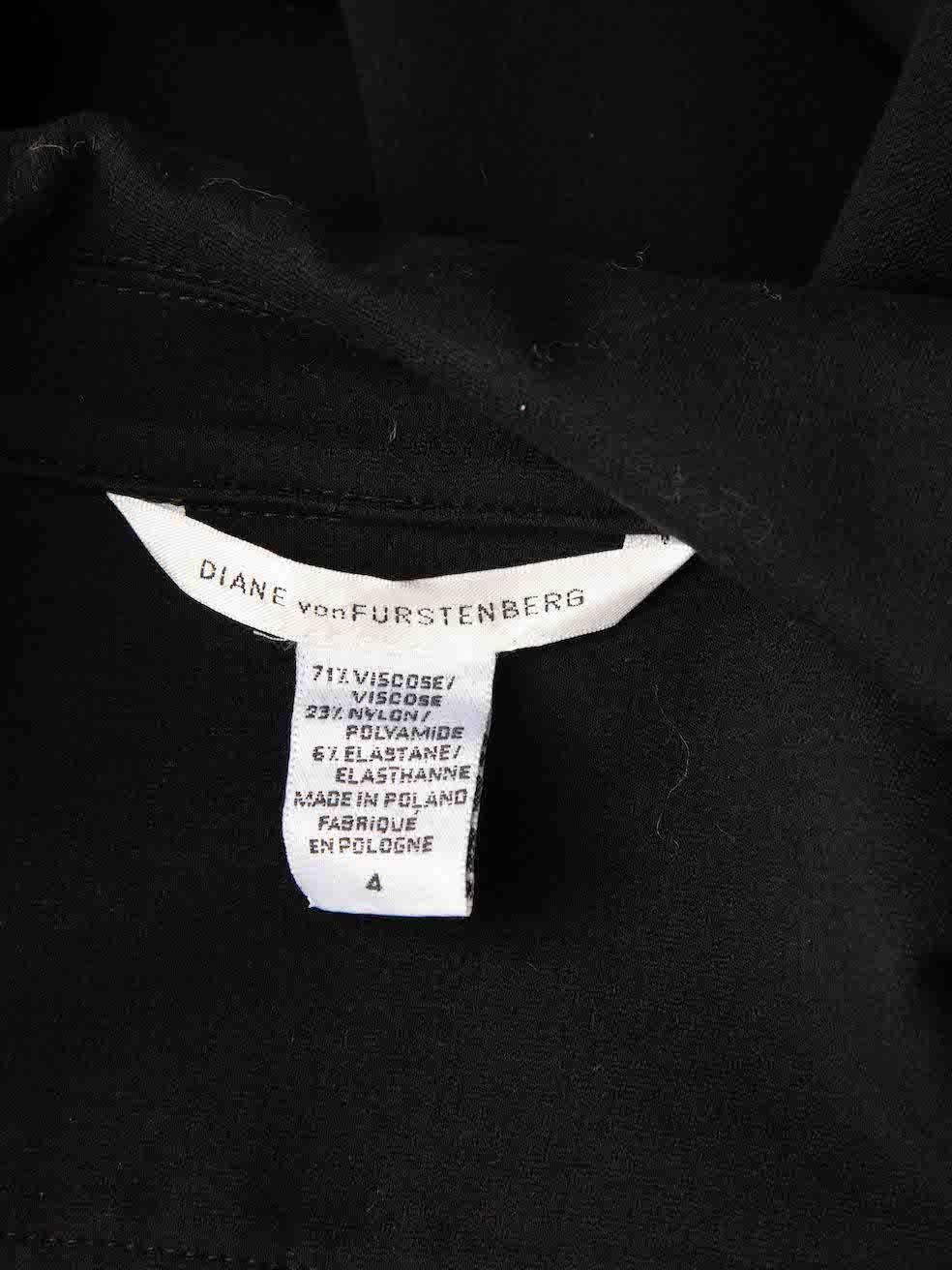 Women's Diane Von Furstenberg Black Collar Belted Wrap Dress Size S