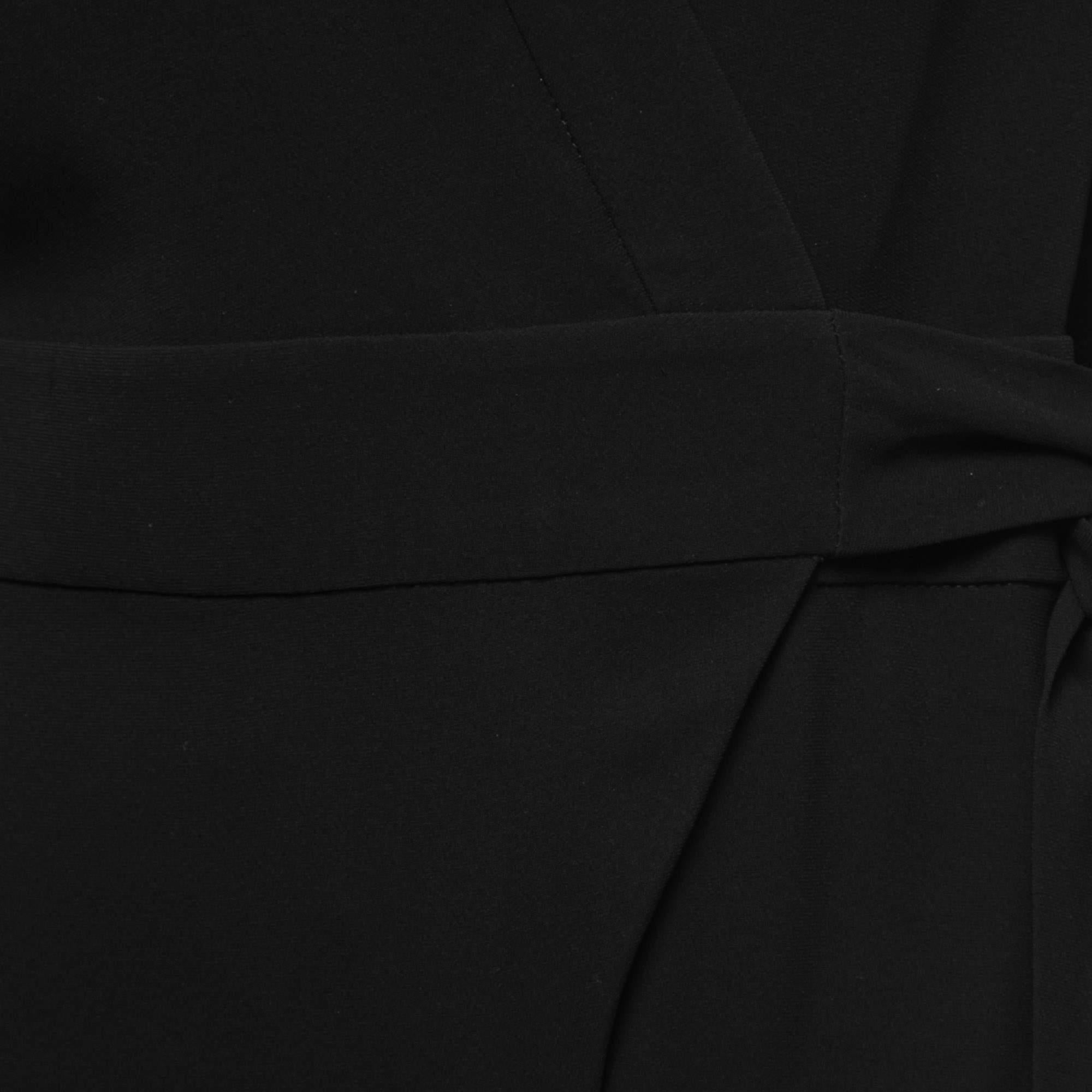 Women's Diane Von Furstenberg Black Crepe Wrap Jumpsuit XS