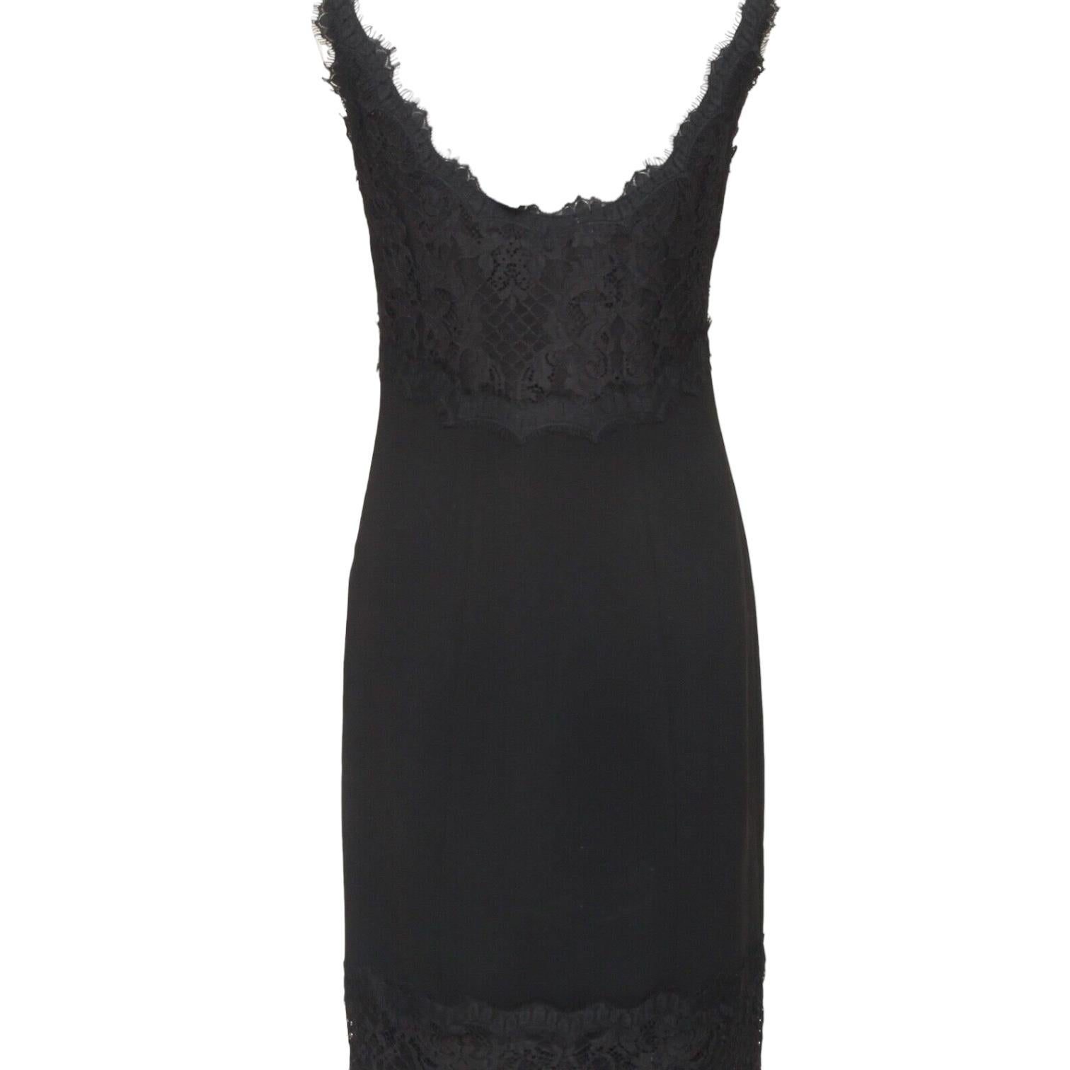 DIANE VON FURSTENBERG Black Dress Lace Spaghetti Strap Knee Length Sz 4 For Sale 2