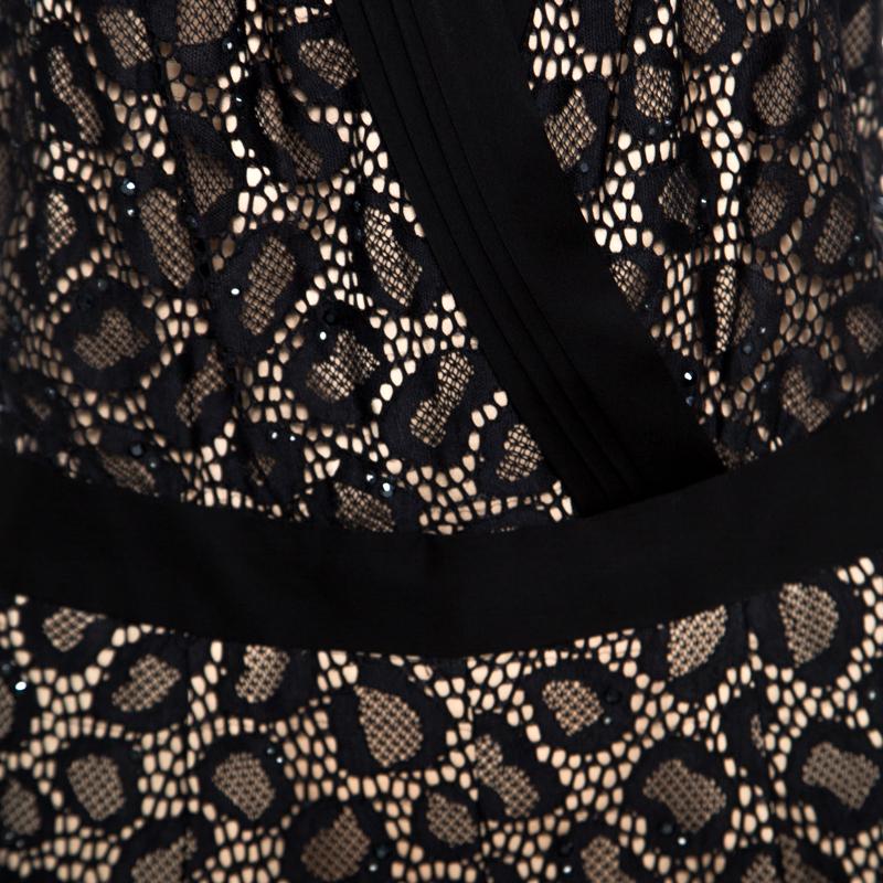 Women's Diane Von Furstenberg Black Embellished Lace Zadie Jumpsuit M