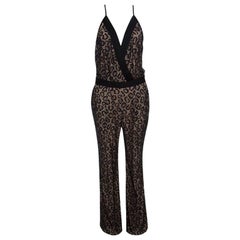 Diane Von Furstenberg Black Embellished Lace Zadie Jumpsuit M