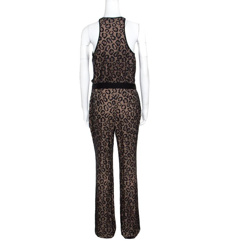 What's not to love about this jumpsuit from Diane Von Furstenberg! It flaunts lace detailing, crystal embellishments and a strapless style. A pair of black sandals will complement the jumpsuit beautifully.

Includes: Additional Embellishments, Price