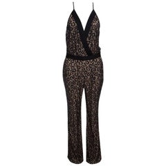 Diane Von Furstenberg Black Embellished Lace Zadie Jumpsuit S