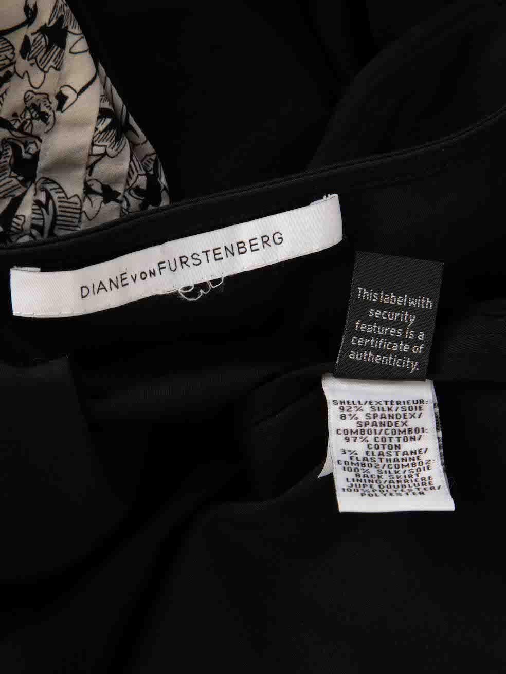 Diane Von Furstenberg Black Floral Pattern Panelled Dress Size M For Sale 1