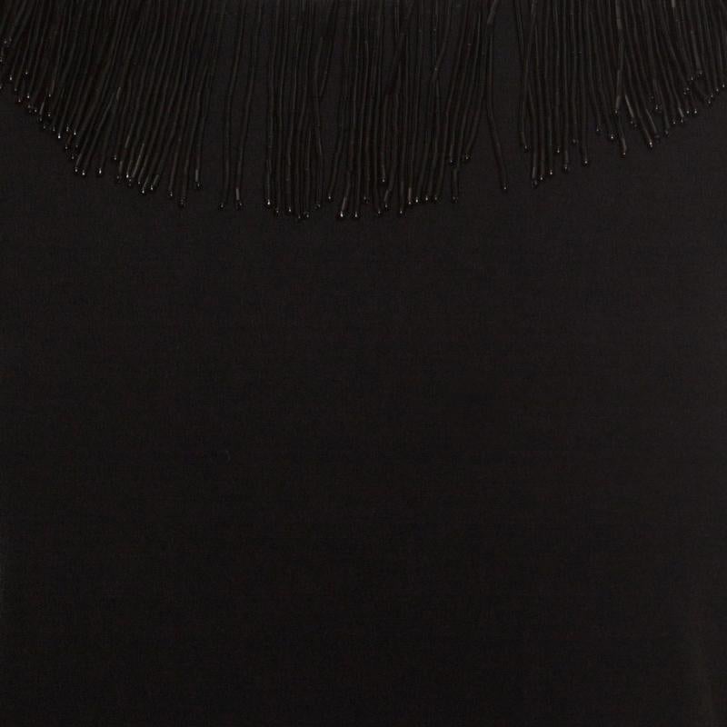 Women's Diane von Furstenberg Black Fringe Embellished Lace Back Margherita Dress M 