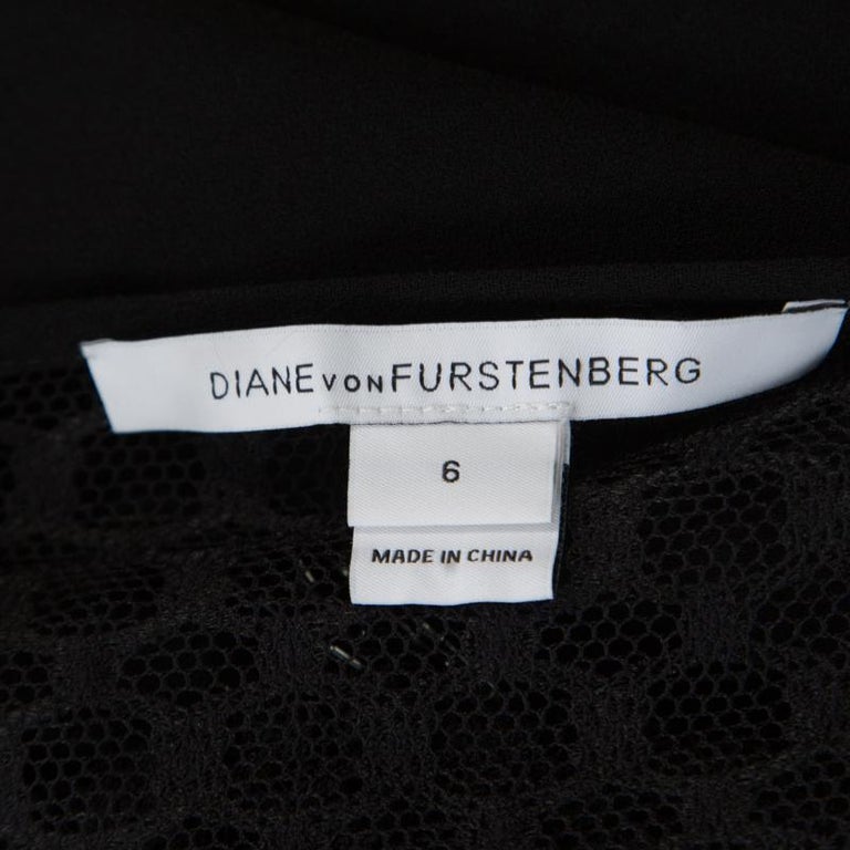 Diane von Furstenberg Black Fringe Embellished Lace Back Margherita ...