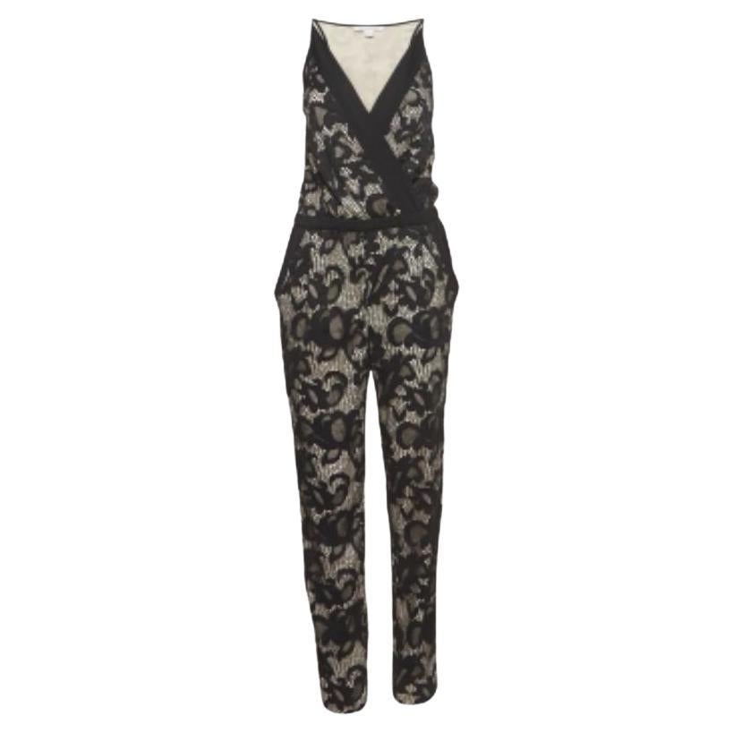 Diane von Furstenberg Schwarzer Guipure-Spitzen-Jumpsuit M