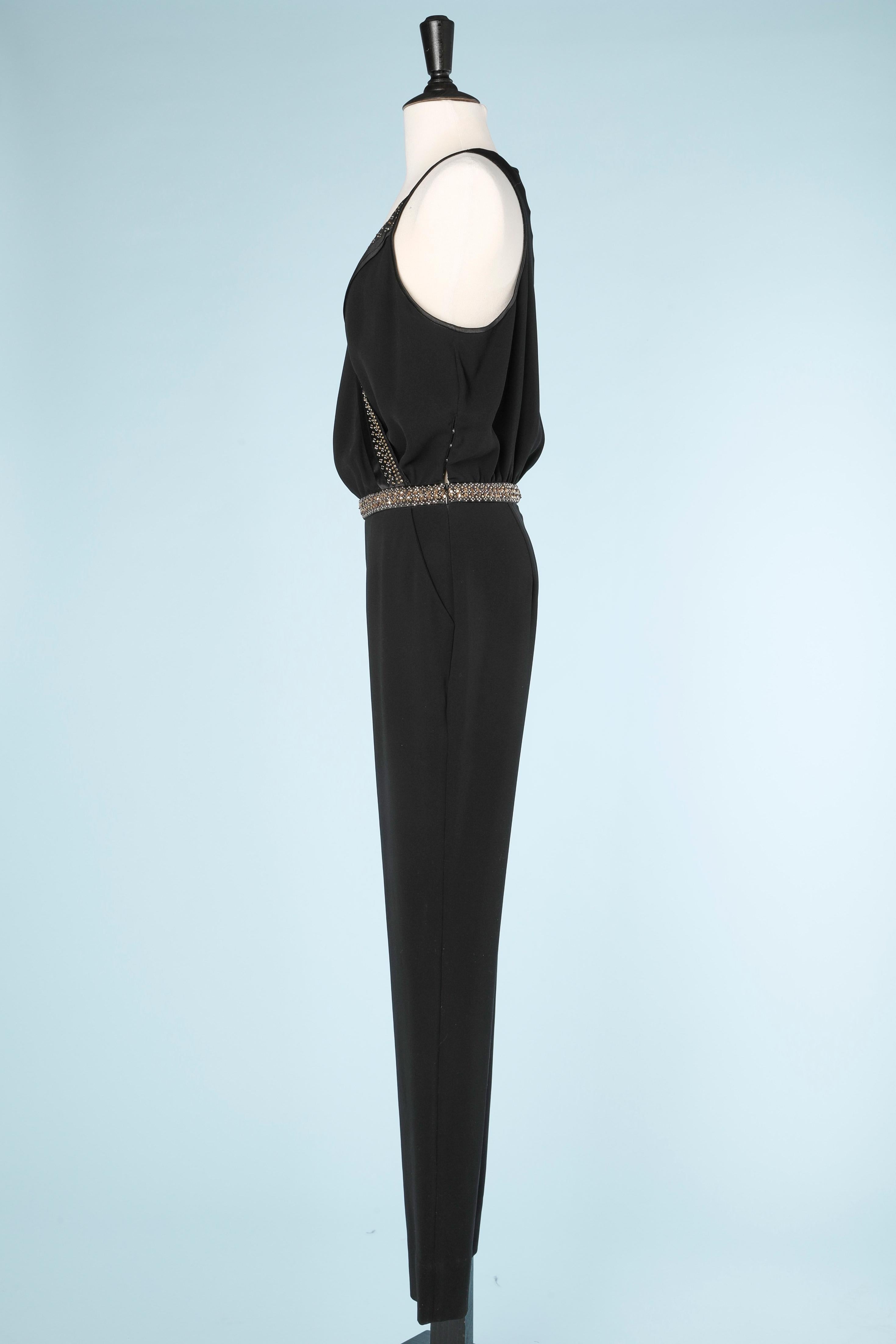 Women's Diane Von Furstenberg black jumpsuit with Rhinestones 