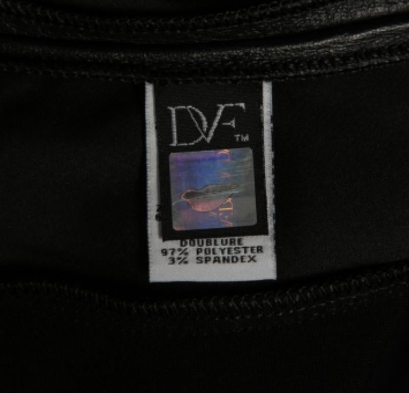 Diane von Furstenberg Vestido de manga corta de piel de melé de punto negro M en venta 2