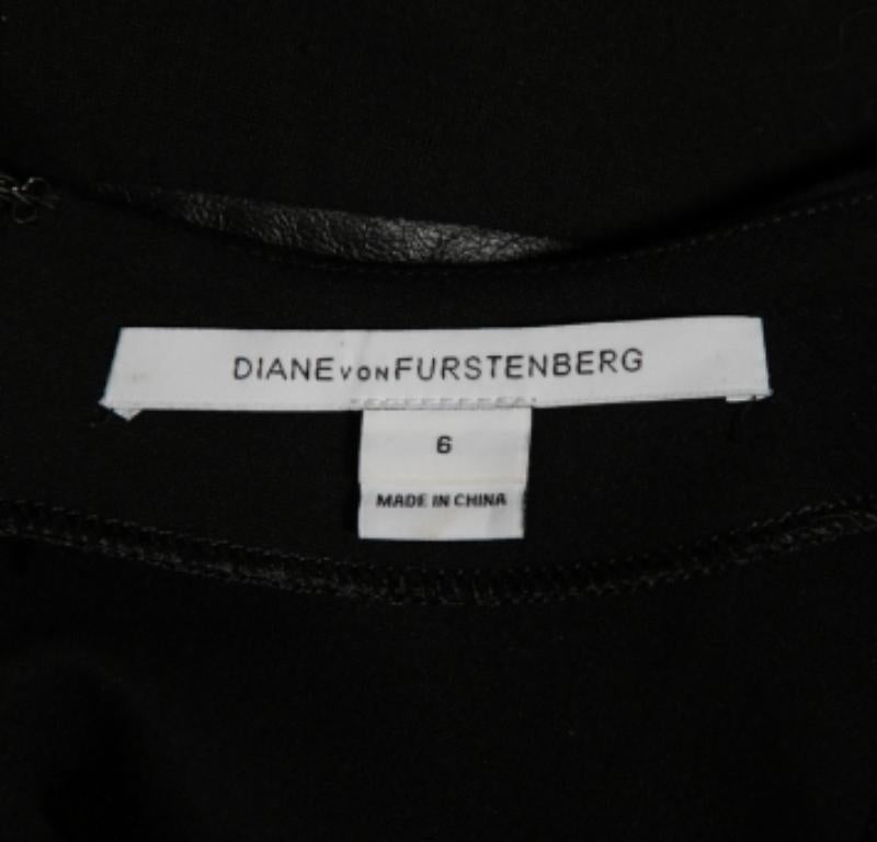 Diane von Furstenberg Vestido de manga corta de piel de melé de punto negro M en venta 4