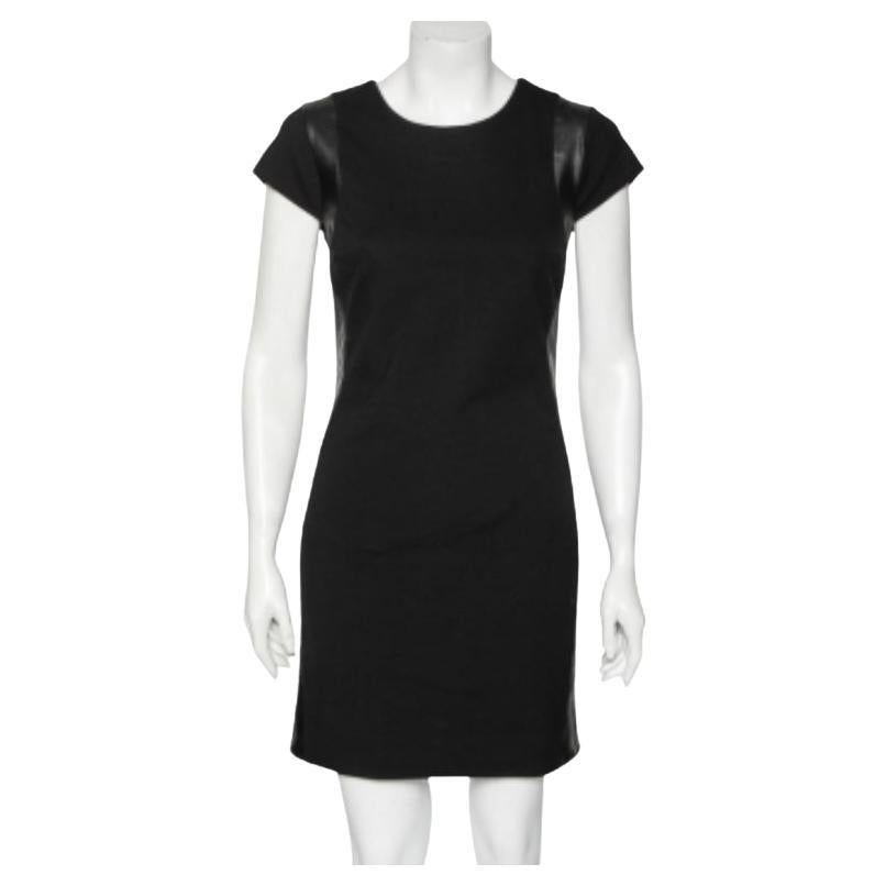 Diane von Furstenberg Vestido de manga corta de piel de melé de punto negro M