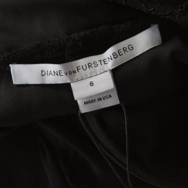 Diane Von Furstenberg Black Lace Open Back Evangelina Gown M For Sale ...