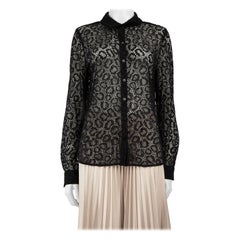 Diane Von Furstenberg - Chemise en dentelle noire à œillets, taille XXL