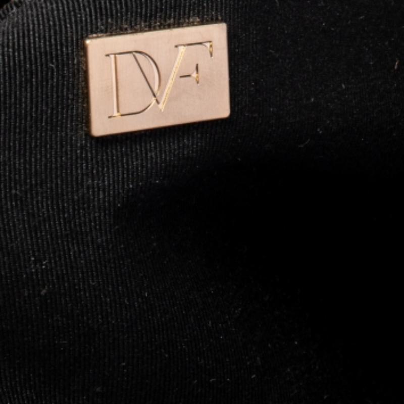 Diane von Furstenberg Schwarze Umhängetasche aus Leder und Stoff Damen