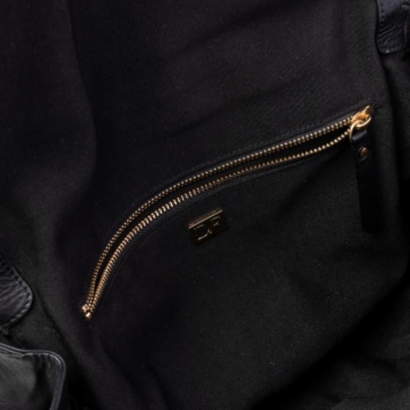 Diane von Furstenberg Schwarze Umhängetasche aus Leder und Stoff 1