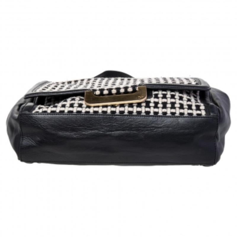 Diane von Furstenberg Schwarze Umhängetasche aus Leder und Stoff 2