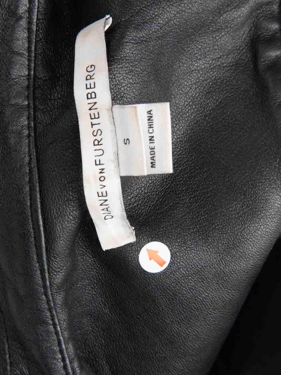 Women's Diane Von Furstenberg Black Leather Short Biker Jacket Size S