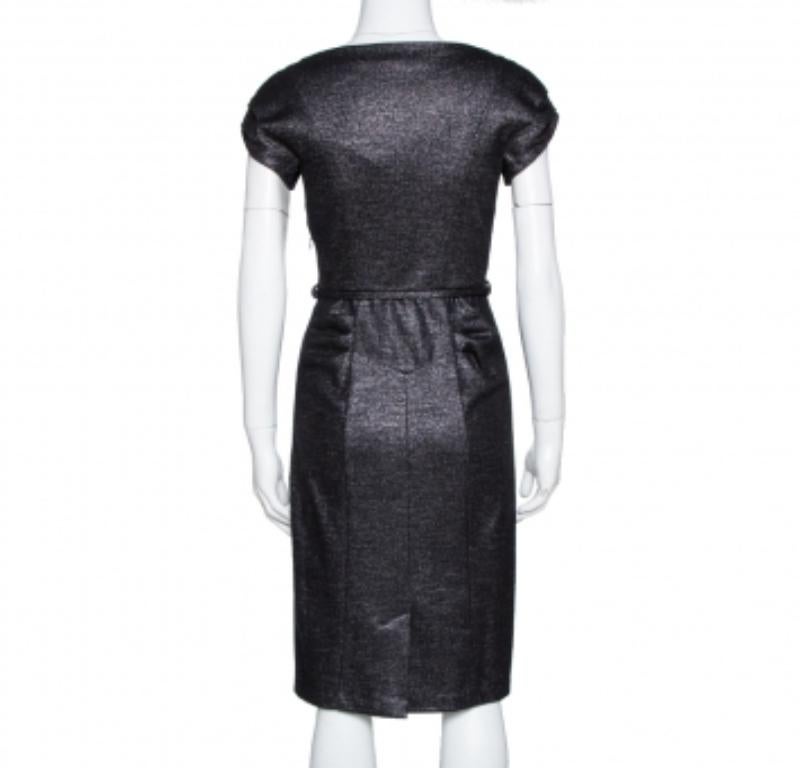 Diane von Furstenberg Black Lurex Wool Blend Ellen Marie Dress S For Sale 1