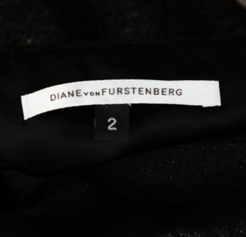 Diane von Furstenberg Black Lurex Wool Blend Ellen Marie Dress S For Sale 2