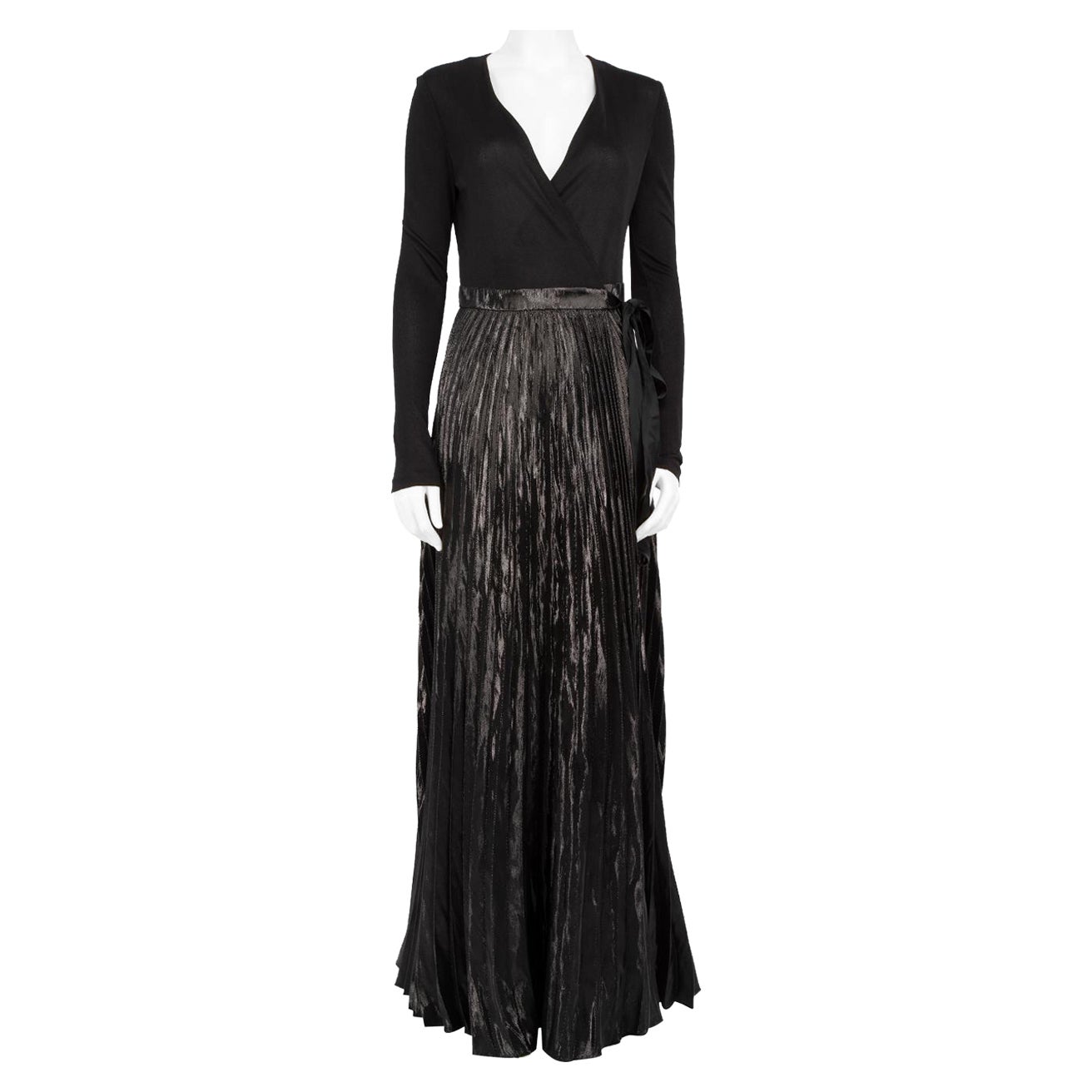 Diane Von Furstenberg Black Metallic Wrap Dress Size M