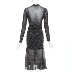 DIANE VON FURSTENBERG black multicolour polka dot bow wrap dress S