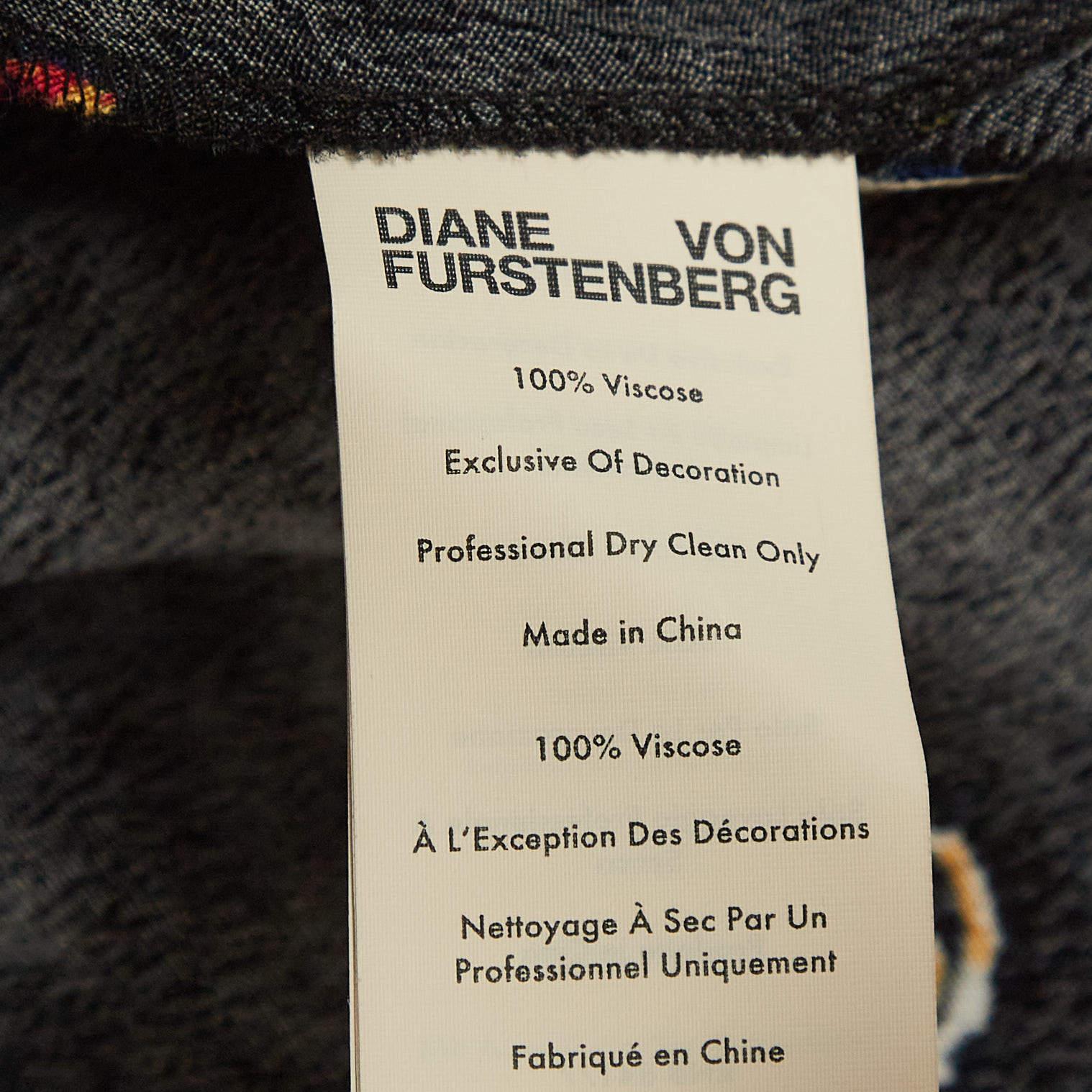 Diane Von Furstenberg Black Polka Dot Print Crepe Midi Skirt M 1