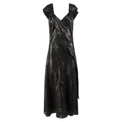 Diane Von Furstenberg Schwarzes Midikleid mit Polkadotmuster Größe L