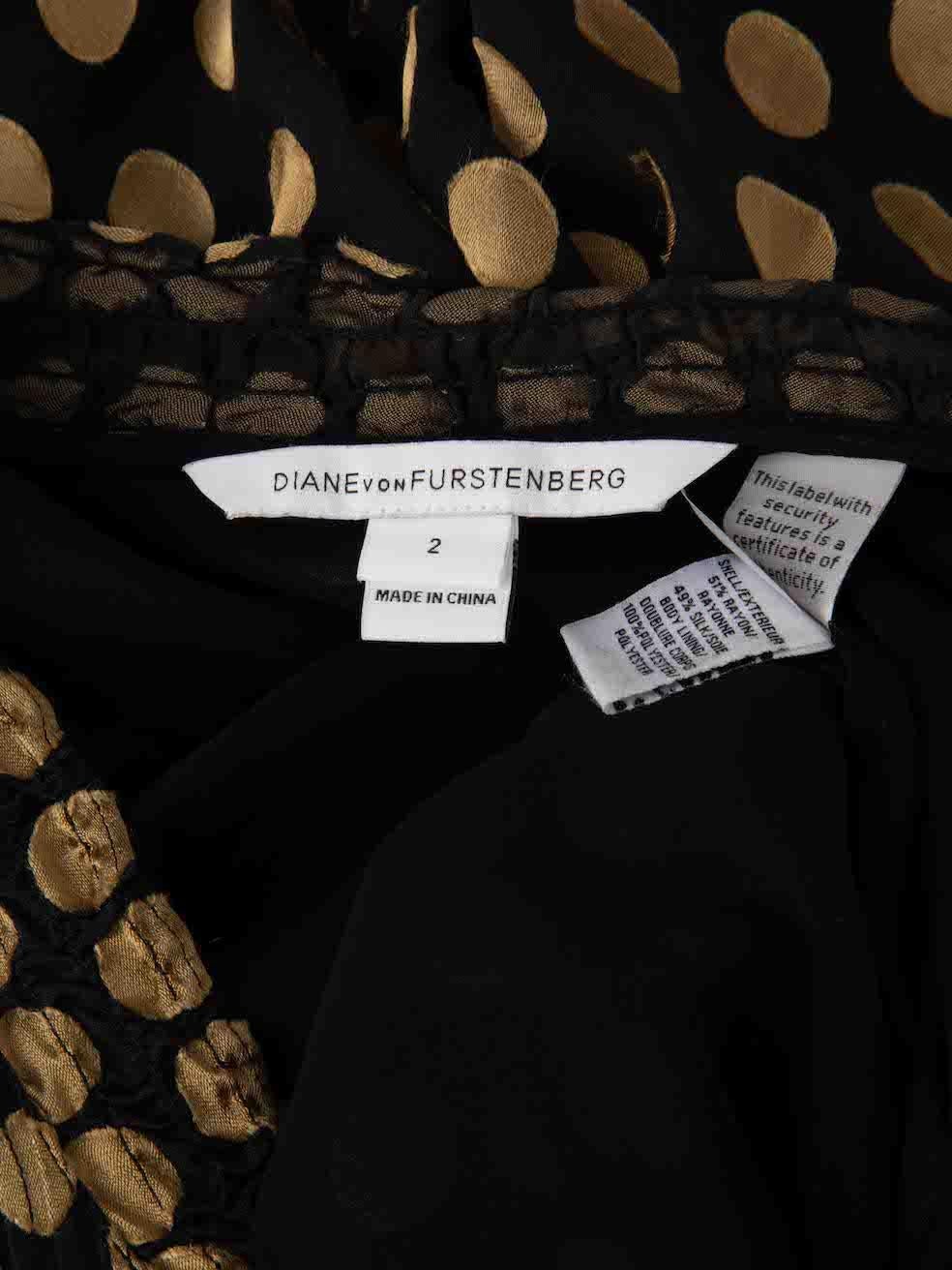 Women's Diane Von Furstenberg Black Polkadot Pattern Dress Size XS For Sale
