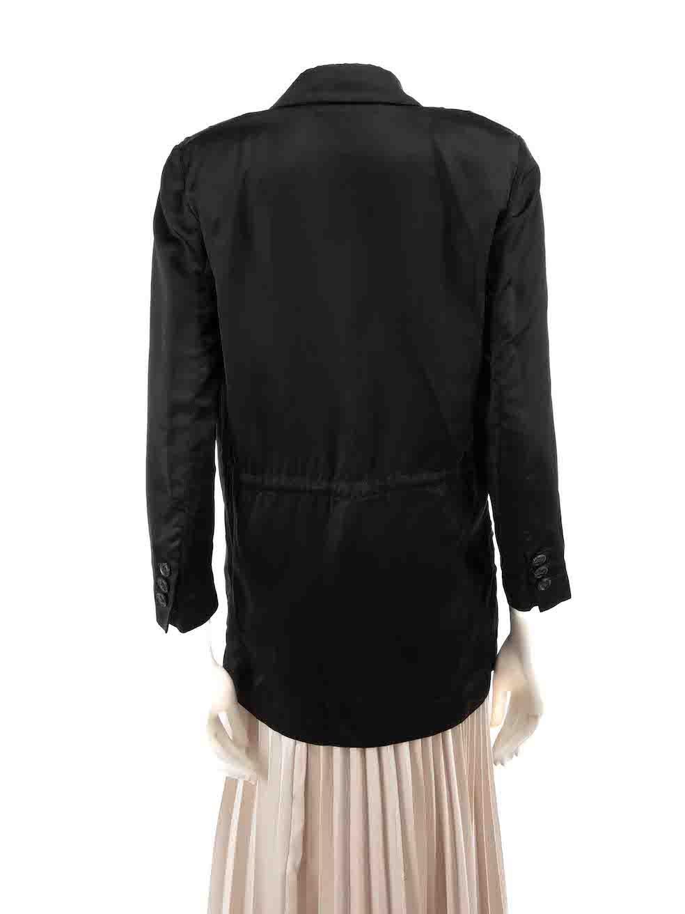 Diane Von Furstenberg Black Satin Blazer Size XS In Good Condition For Sale In London, GB