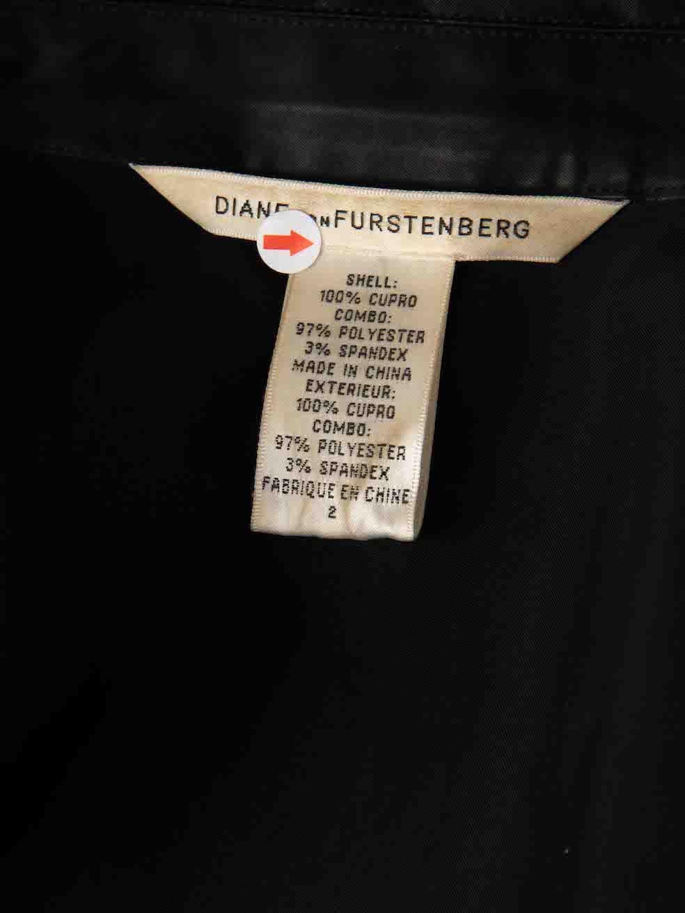 Diane Von Furstenberg Black Satin Blazer Size XS For Sale 2