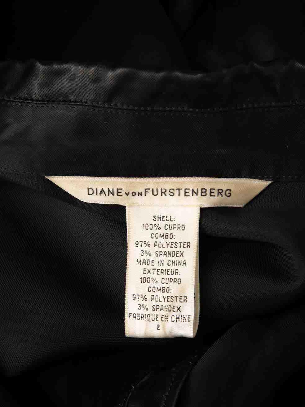 Diane Von Furstenberg Black Satin Blazer Size XS For Sale 3