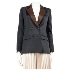 Diane Von Furstenberg Black Satin Panelled Blazer Size XXS