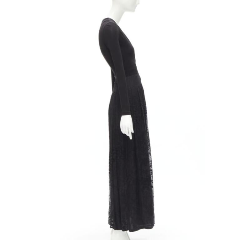 DIANE VON FURSTENBERG black silk bead embellished wrap maxi dress US0 XS In Excellent Condition For Sale In Hong Kong, NT