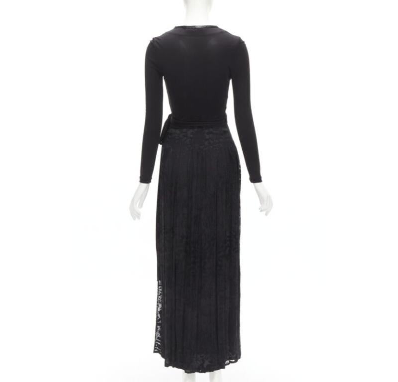 Women's DIANE VON FURSTENBERG black silk bead embellished wrap maxi dress US0 XS For Sale