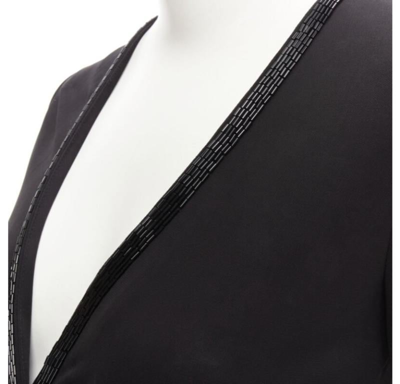 DIANE VON FURSTENBERG black silk bead embellished wrap maxi dress US0 XS For Sale 2