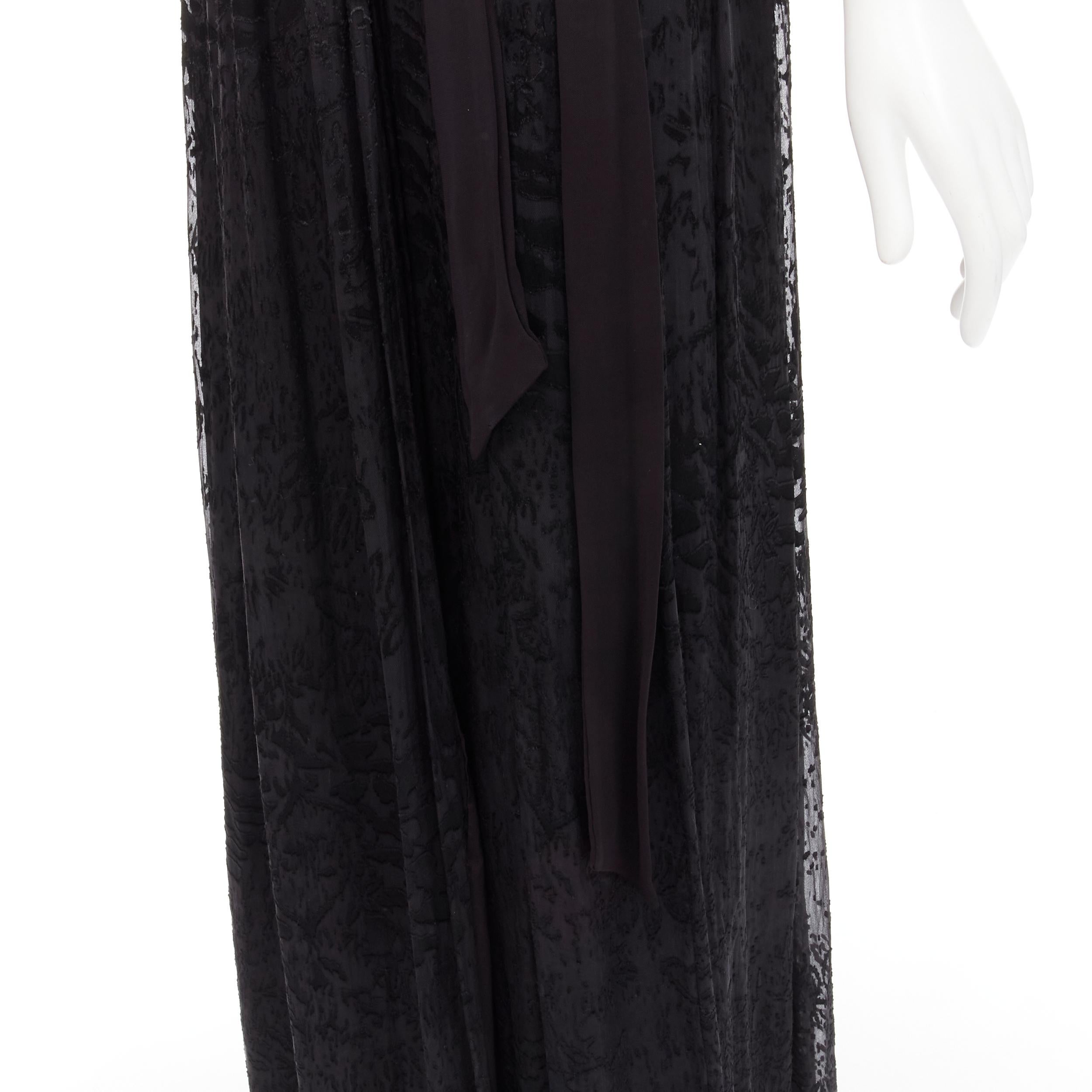 DIANE VON FURSTENBERG black silk bead embellished wrap maxi dress US0 XS For Sale 1