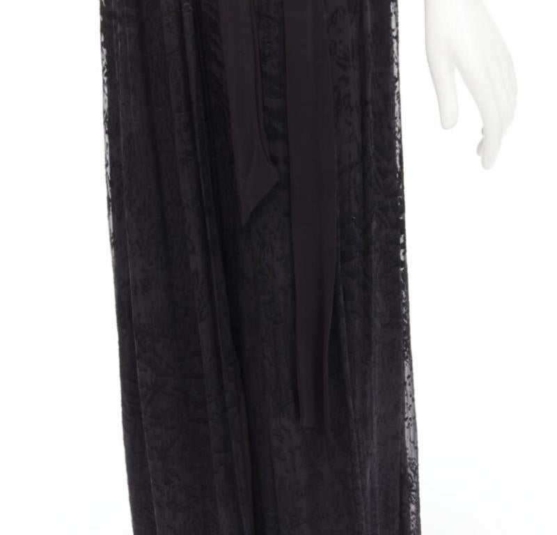 DIANE VON FURSTENBERG black silk bead embellished wrap maxi dress US0 XS For Sale 3
