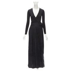 DIANE VON FURSTENBERG maxi vestido de seda negro con abalorios US0 XS