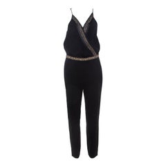 Diane von Furstenberg Black Silk Crepe Crystal Bodice Caroline  Jumpsuit S